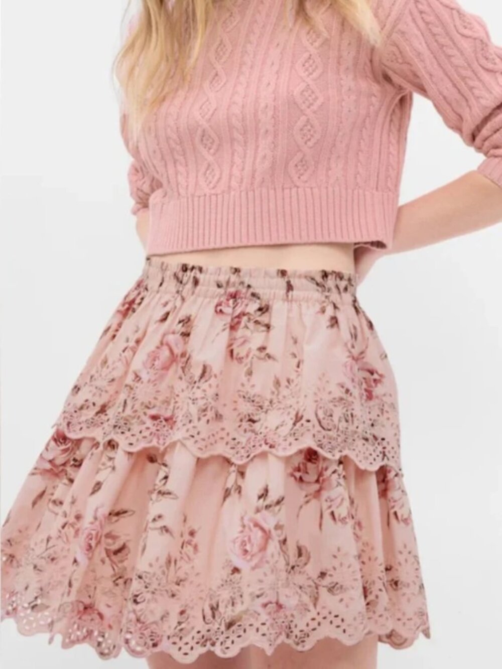 ✨ Gap x LoveShackFancy Floral Eyelet Tiered Ruffle Flippy Mini Skirt Size S✨